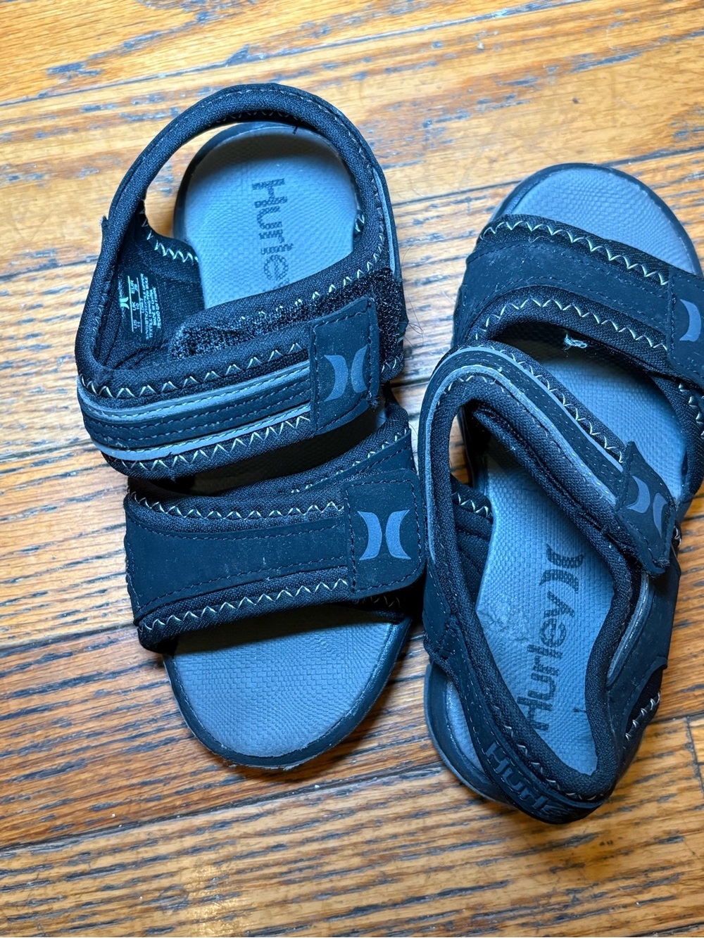 Hurley Kids Black and Gray Velcro Sport Sandals